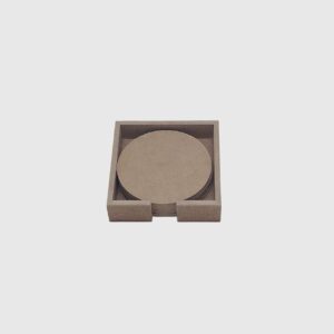 Комплект MDF кръгли подложки за чаши ф100, подредени в квадратна кутийка