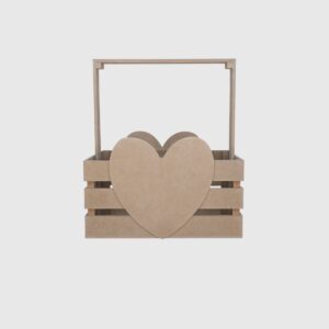 Щайга за декупаж Ф7 със сърце, MDF 200x300x150 с дръжка 350 мм